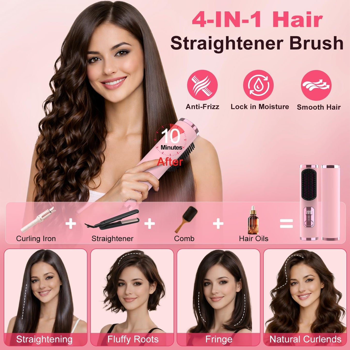Cordless Hair Straightener Brush