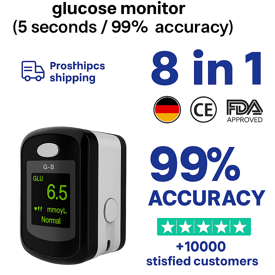 Non-Invasive Blood Glucose Monitor — 5-Second Readout | - 99% Accuracy 8-1